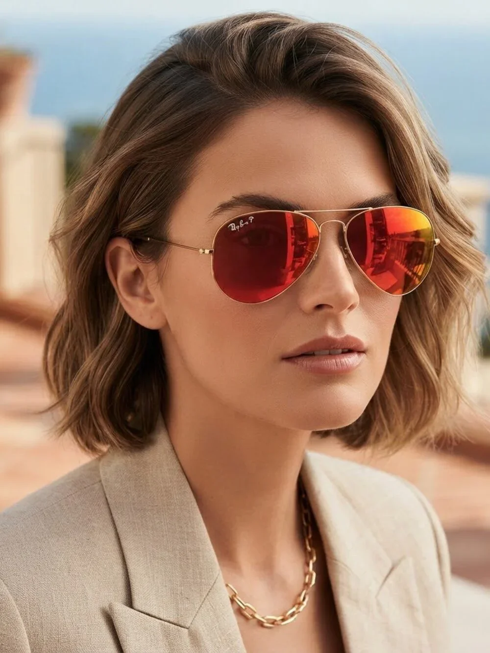 Ray-Ban Aviator Sunglasses Mirror Large 3025 Orange 58-14‎